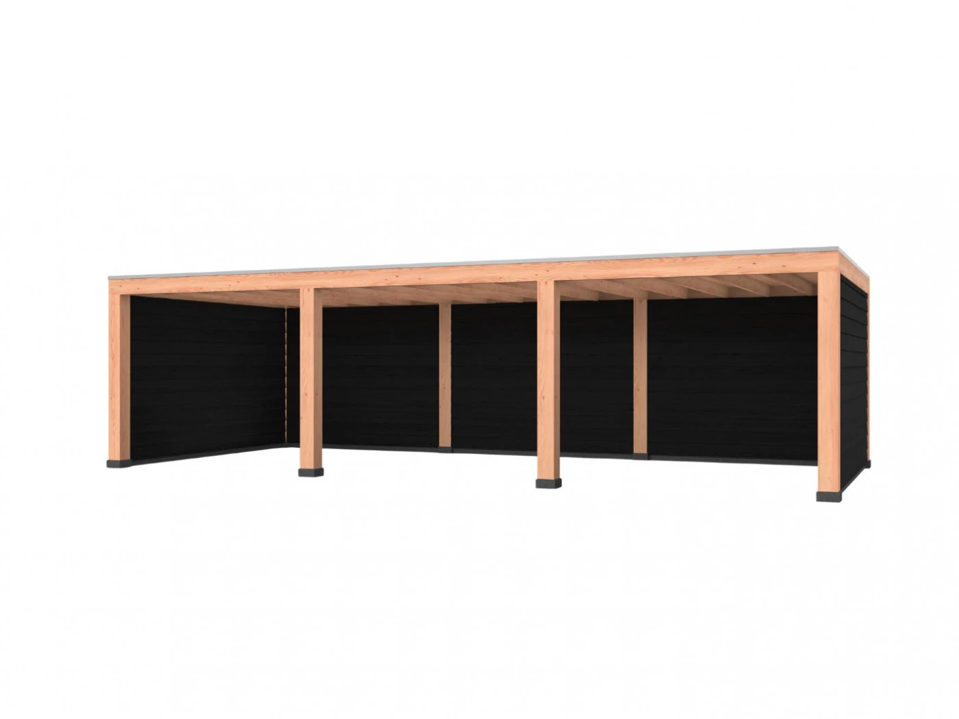 Douglas overkapping, 900 x 400, met achterwand en twee zijwanden, Westwood Robuust zwart - Afbeelding 1